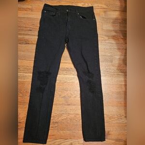 Black Men's Slim Fit Distressed Jeans 32x33